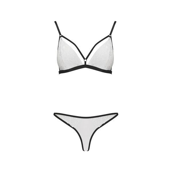 Комплект білизни Passion ORIHIME SET S/M, white, стрепи, ліф і трусики EL16408 фото