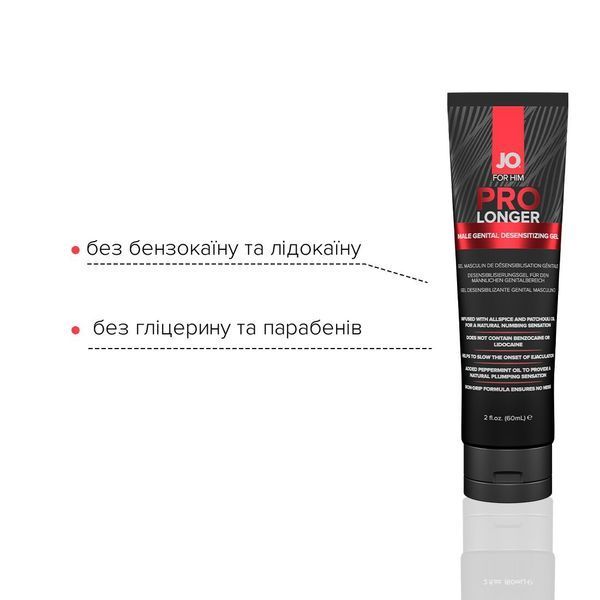 Пролонгер гель JO Prolonger Gel (60 мл) з олією перцевої м&rsquo;яти, гвоздикового перцю та пачулів SO1834 фото