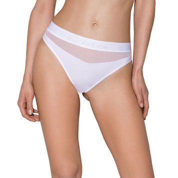 Трусики з прозорою вставкою Passion PS006 PANTIES M, white SO4236 фото