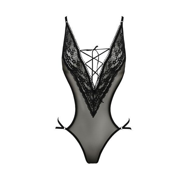 Боді монокіні з декольте Passion ERZA BODY XXL/XXXL, black PS26003 фото