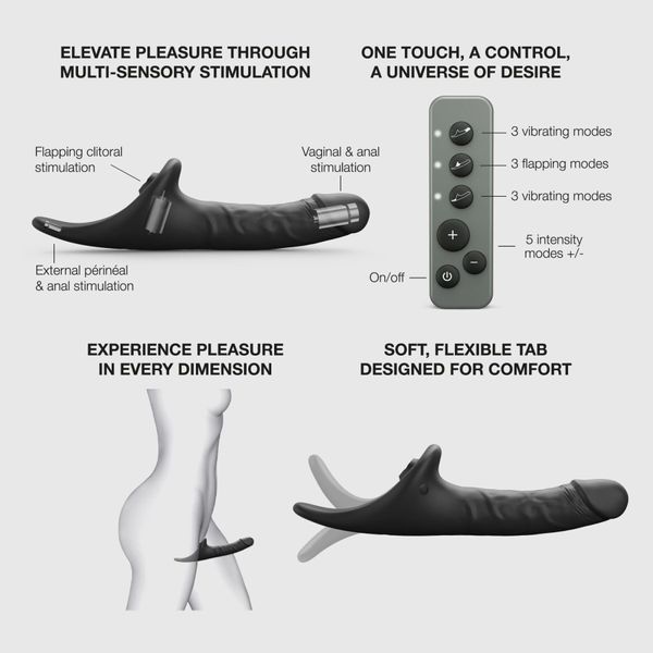 Вібронасадка для страпону з вакуумною стимуляцією Strap-On-Me Multi Orgasm Realistic Dildo L Black SX4038 фото