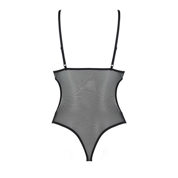 Боді з ажурним ліфом Passion CHRISTA BODY L/XL, black SO5753 фото