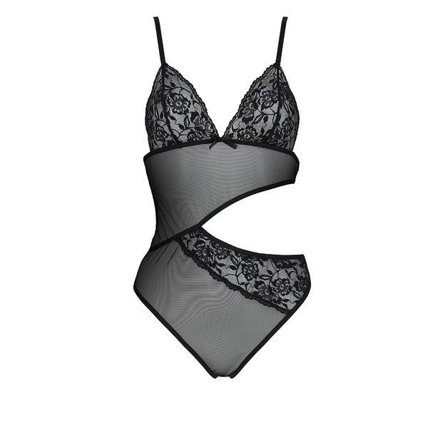 Боді з ажурним ліфом Passion CHRISTA BODY L/XL, black SO5753 фото
