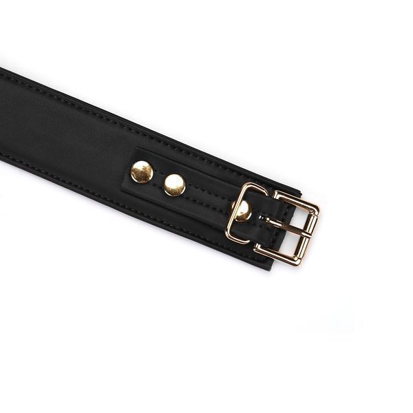 Нашийник з повідцем Liebe Seele Black Organosilicon Collar with Leash, екошкіра SO9484 фото