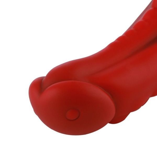 Фалоімітатор для секс-машин Hismith 8.35&Prime; Curved Silicone Dildo Red Monster Series, система KlicLok SO9966 фото