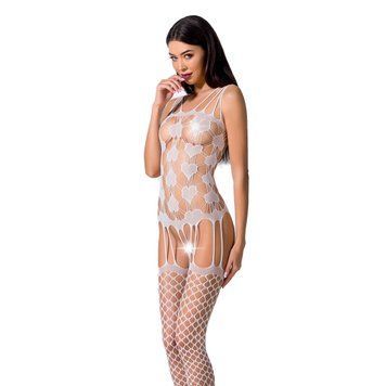 Бодістокінг Passion BS067 white, комбінезон, імітація панчох і топа на бретелях PBS067W фото