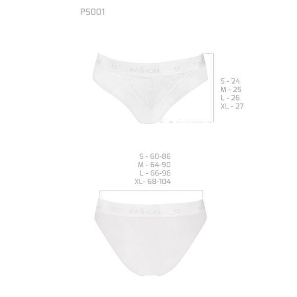Трусики з широкою гумкою і мереживом Passion PS001 PANTIES S, white SO4173 фото