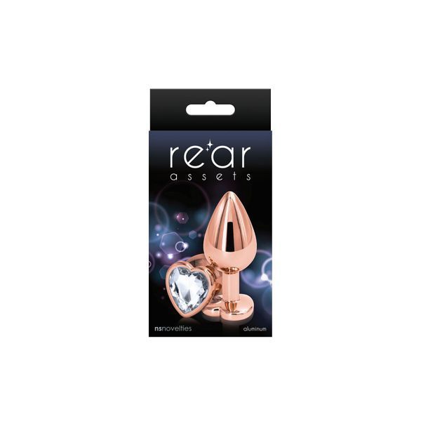 Анальна пробка NS Novelties Rear Assets - Rose Gold Heart - Medium - Clear SX4369 фото