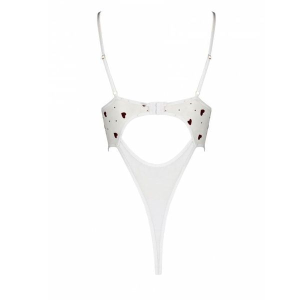 Еротичний боді з малюнком Passion LOVELIA BODY L/XL, white SO4756 фото