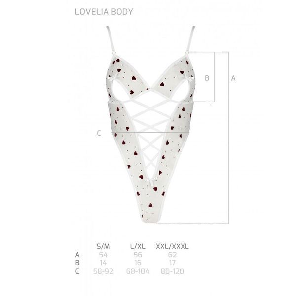 Еротичний боді з малюнком Passion LOVELIA BODY L/XL, white SO4756 фото