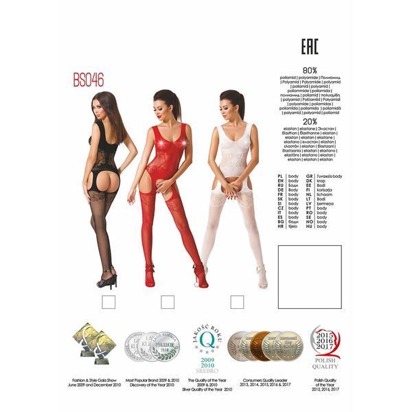 Бодістокінг Passion BS046 red, комбінезон з імітацією панчіх PBS046R фото