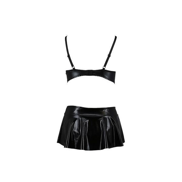 Комплект білизни під латекс Passion DEBY SET XXL/XXXL, black, ліф, мініспідничка, стрінги PS25703 фото